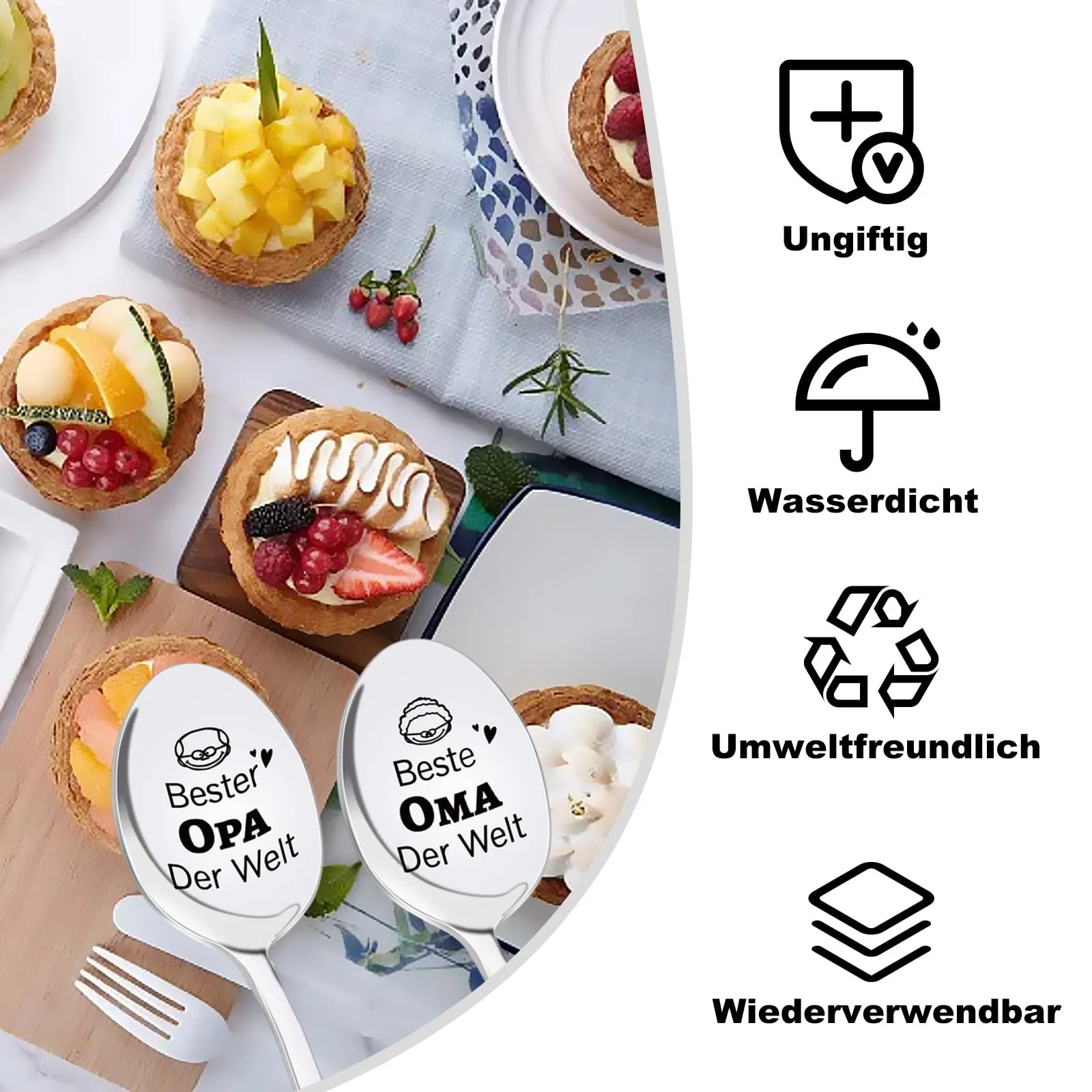 Ложка Кавова з гравіюванням Beste Oma Opa Der Welt (2 шт.), фото №3 Ложка Кавова з гравіюванням Beste Oma Opa Der Welt (2 шт.), фото №3