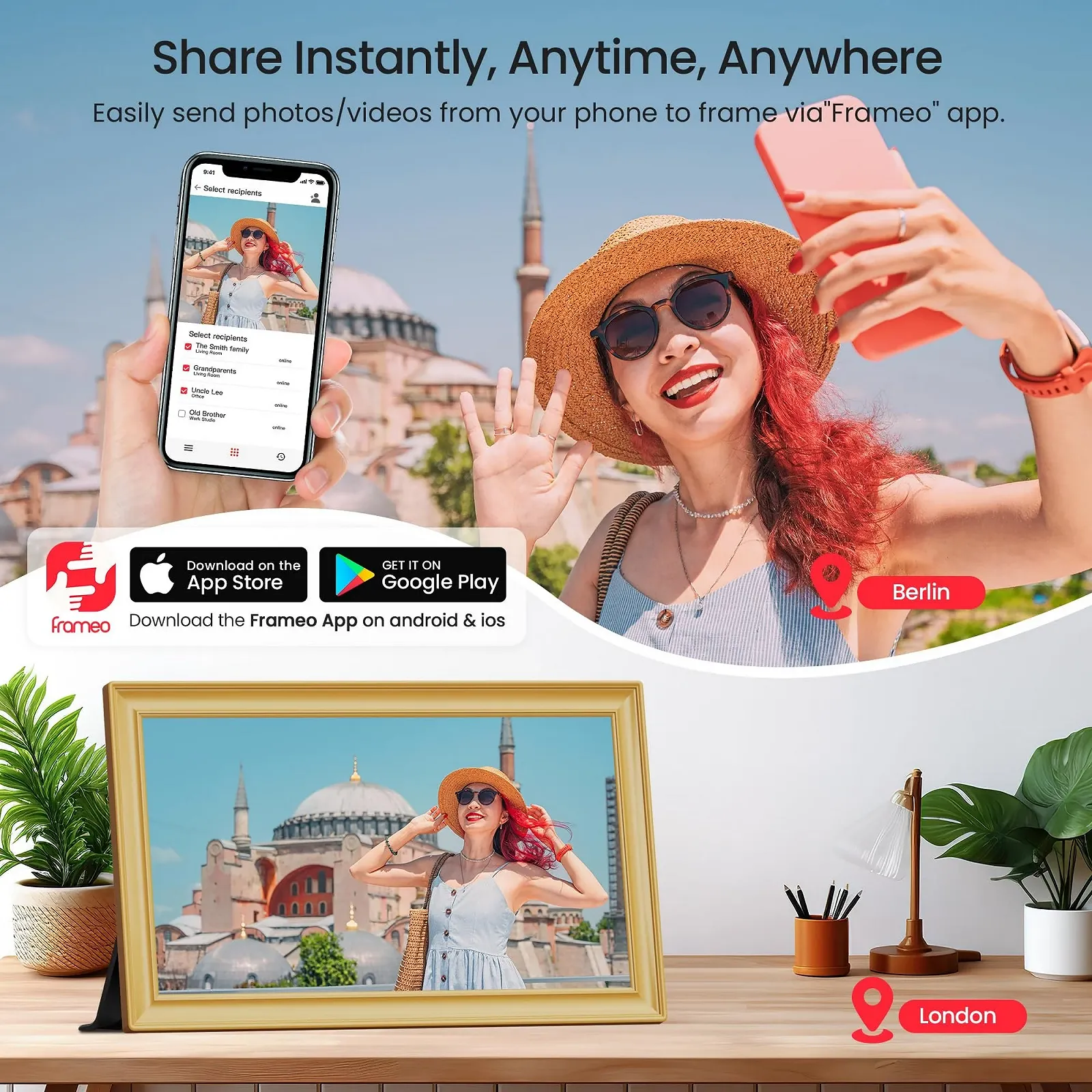 Цифровая фоторамка Frameo 15.6 Inch 1920 x 1080P FHD IPS Touchscreen 64GB Auto Rotation, фото №2