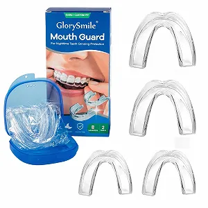 Капа Нічна від бруксизму і скреготу зубів, 4 шт в упаковці, 2 розміри, з боксом для зберігання, багаторазового використання для дорослих - Фото 1