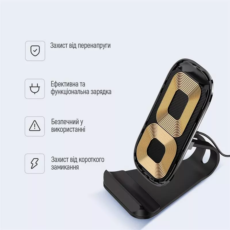 Беспроводное зарядное устройство ColorWay Wireless Stand 10W Blue (CW-CHW30Q-BL), фото №5