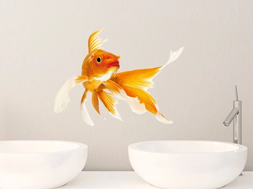 Наклейка на стену GRAZDesign Золотая рыбка Водонепроницаемая 40 x 30 см, фото №7