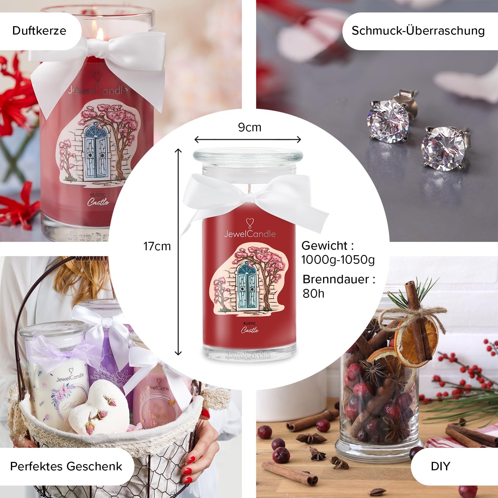 Свічка JuwelKerze Rustic Castle Earrings Срібло - Велика Свічка з Прикрасами, фото №2 Свічка JuwelKerze Rustic Castle Earrings Срібло - Велика Свічка з Прикрасами, фото №2