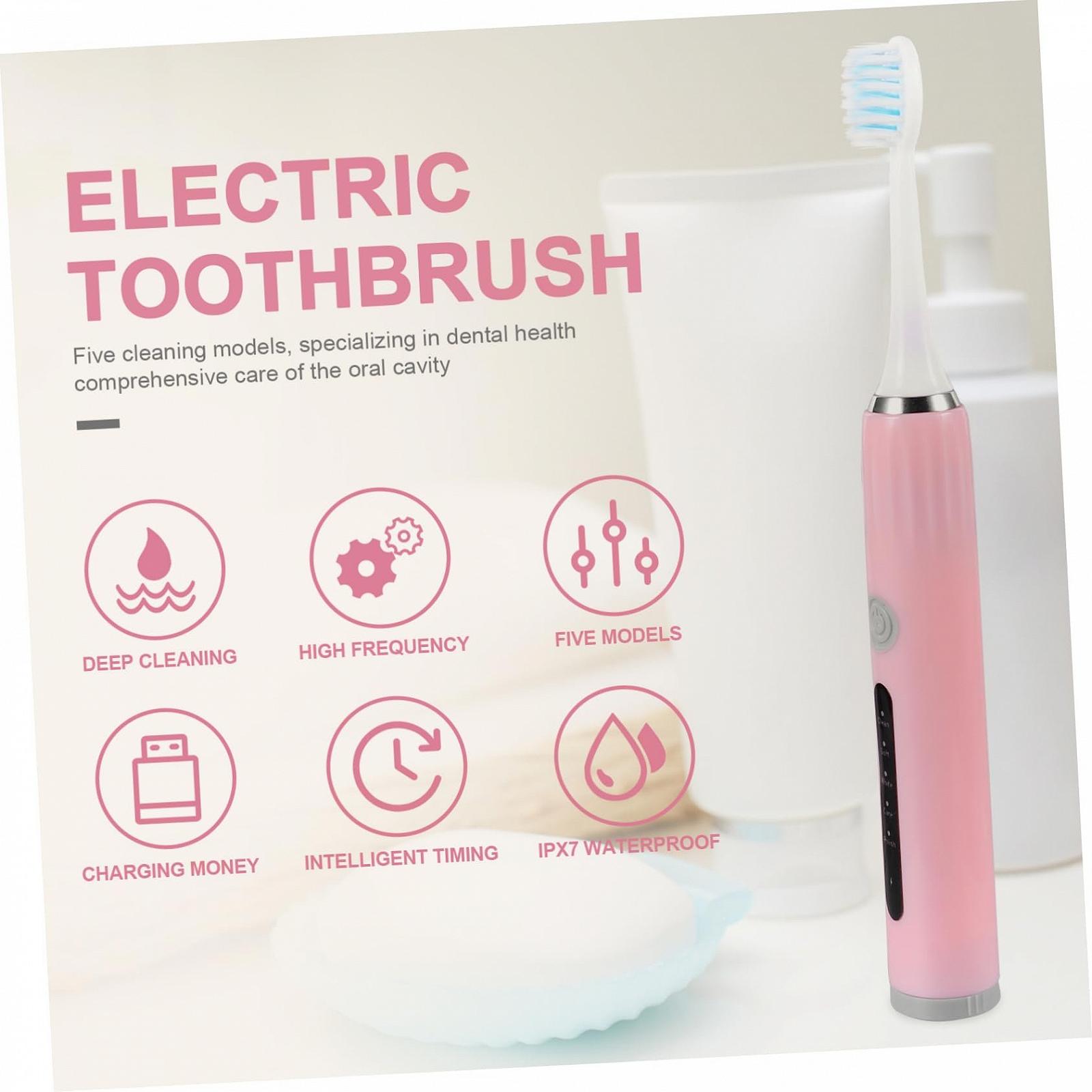 Електрична зубна щітка VALICLUD 1 Satz з USB, режимами чищення та насадками звукова ергономічна, фото №9