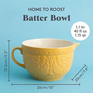 Миска для теста Stoneware Mason Cash Home to Roost 2,3 литра с ручкой, носиком для слива synthetic.ua - Фото 1