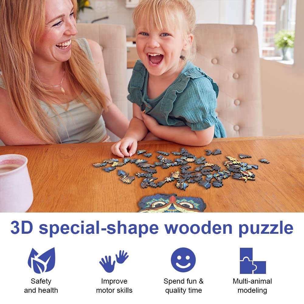 Деревянный пазл OSDUE Eagle Puzzle 100 элементов форма орла 16 x 26.3 см в деревянной коробке, фото №5