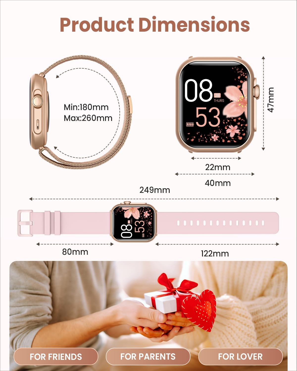 Смартгодинник Жіночий SWGOTA 1.83 Inch, 1000 mAh, Чорний, фото №8