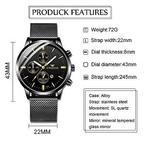 Мужские Кварцевые Наручные Часы Unendlich U Многофункциональные Водонепроницаемые Ультратонкий Циферблат Деловые Часы с Хронографом и Цифровым Календарем Ремешок из Нержавеющей Стали synthetic.ua - Фото 1