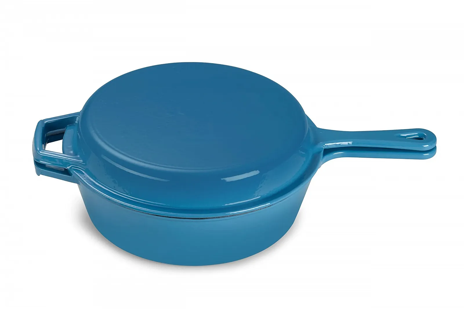Набір каструля та сковорода-гриль 2-в-1 Echtwerk чавунний з емальованим покриттям блакитний 2.5 L 25.2 см, фото №3 Набір каструля та сковорода-гриль 2-в-1 Echtwerk чавунний з емальованим покриттям блакитний 2.5 L 25.2 см, фото №3