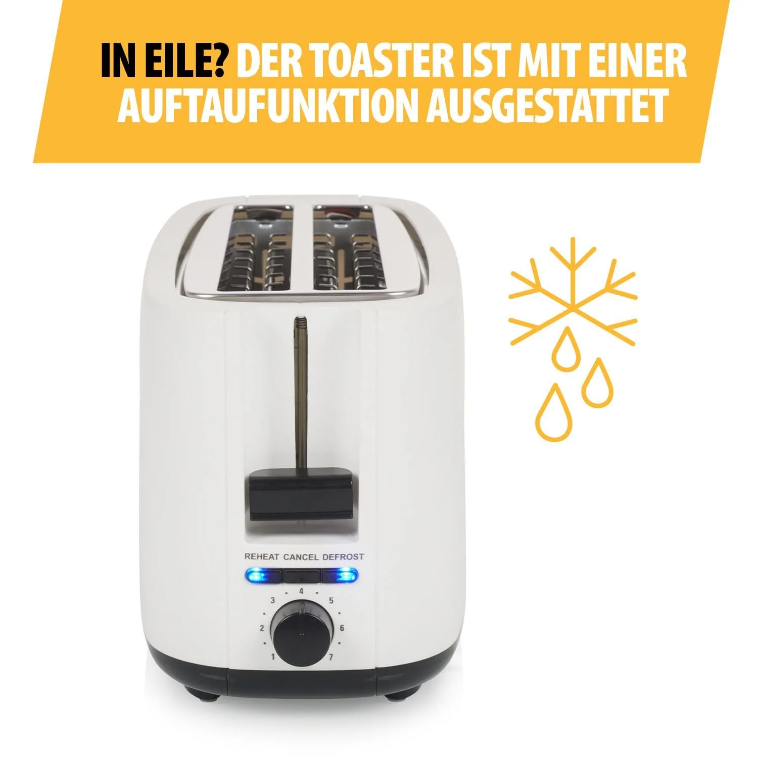 Тостер з двома довгими слотами Tristar BR-1057 7 рівнів підсмажування, функція розморожування, функція підйому, функція центрування, функція скасування, білий, фото №7