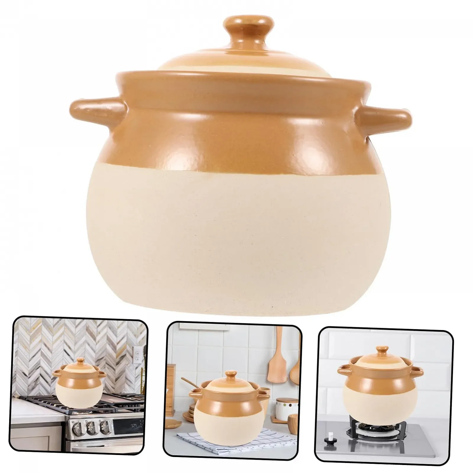 Керамическая кастрюля Mobestech Винтажная с двойными ручками для дома и ресторанов, фото №4