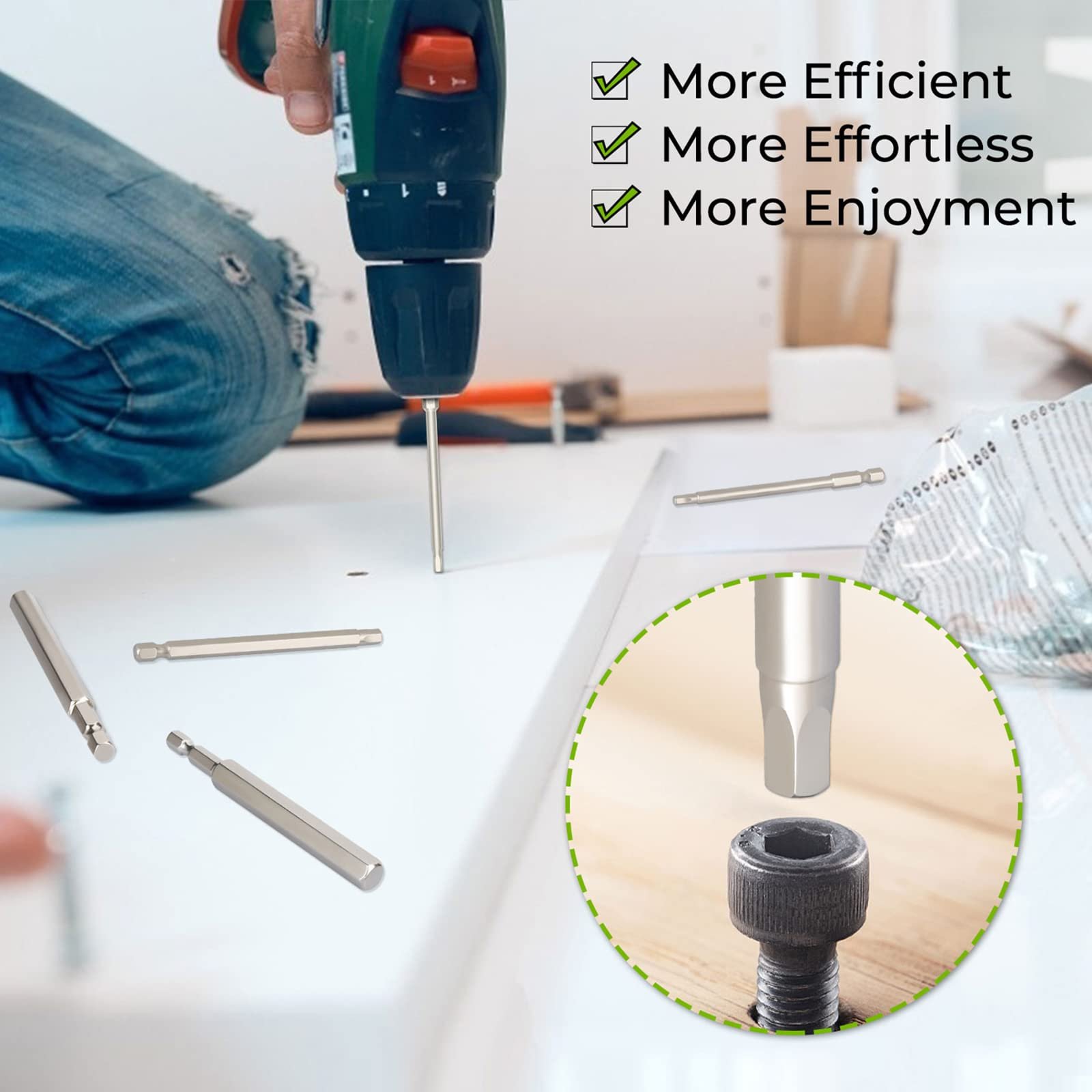 Набір викруток Hakkin 10 шт. 1/4 дюйма 100 мм шестигранний магнітний біт S2 Hex 1.5-12 мм Allen, фото №6 Набір викруток Hakkin 10 шт. 1/4 дюйма 100 мм шестигранний магнітний біт S2 Hex 1.5-12 мм Allen, фото №6