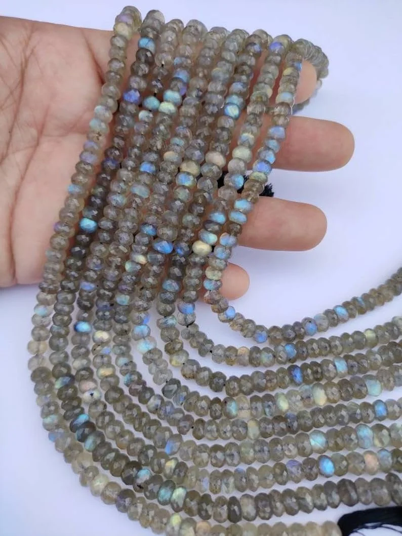 Натуральный лабрадорит, круглые граненые бусины 6-6.5 мм, нить длиной 33 см драгоценные камни для ожерелья, браслета, фото №1
