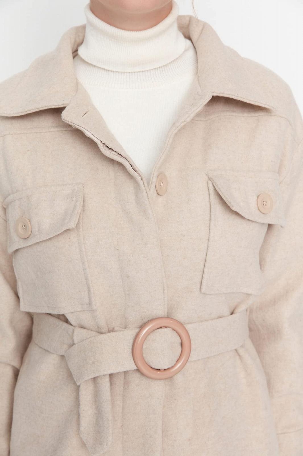 Пальто TRENDYOL Standard однотонное, фото №4