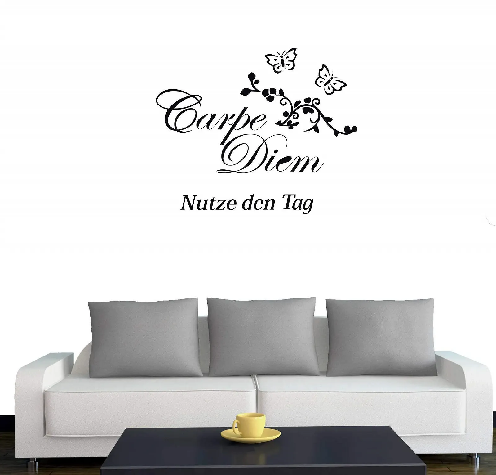 Наклейка на стену A601 Carpe Diem 70 см x 60 см черная, фото №1