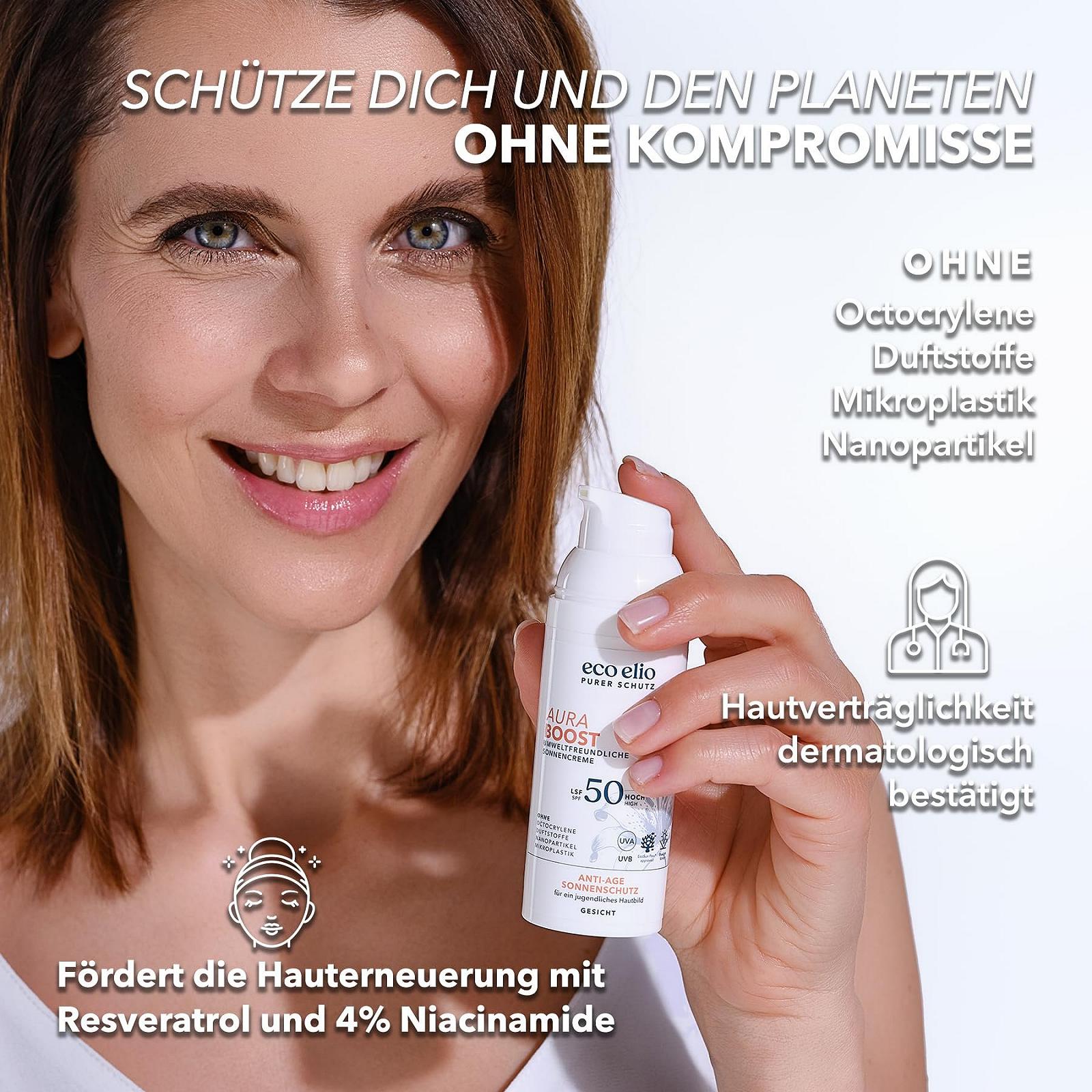 Солнцезащитный крем для лица eco elio Aura Boost SPF 50 50 мл, фото №5
