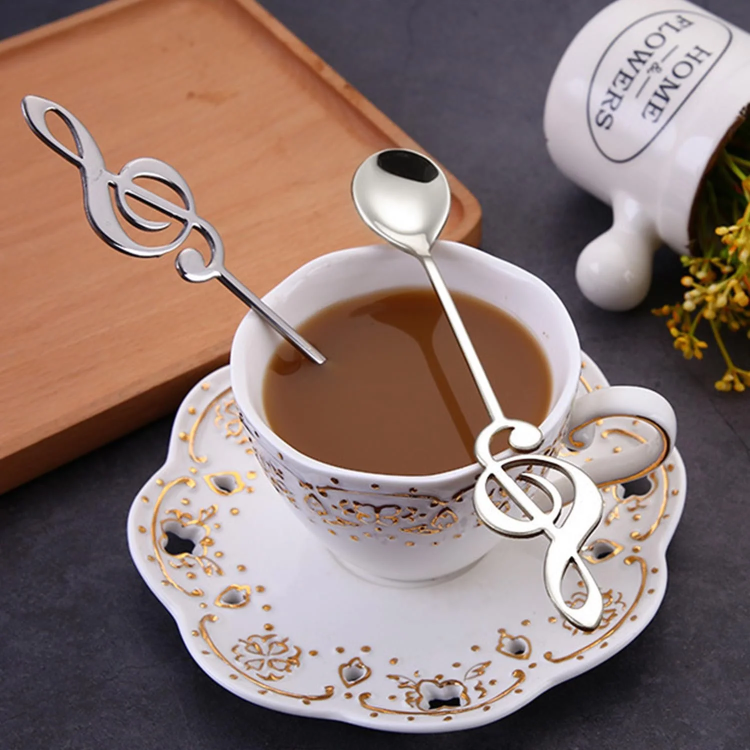 Ложка кавова з музичними нотами з нержавіючої сталі, набір 5 штук, фото №6