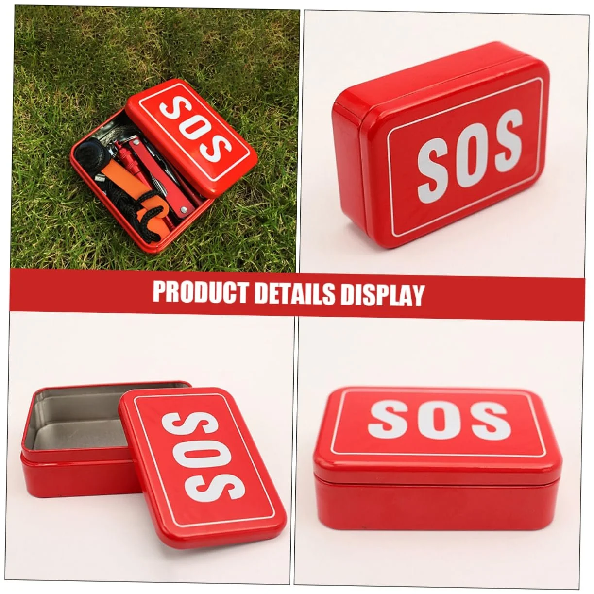 Ящик для інструментів Sosoport, 4 шт., для вулиці, маленький, портативний міні-контейнер, органайзер для зберігання, металевий, червоний, фото №7