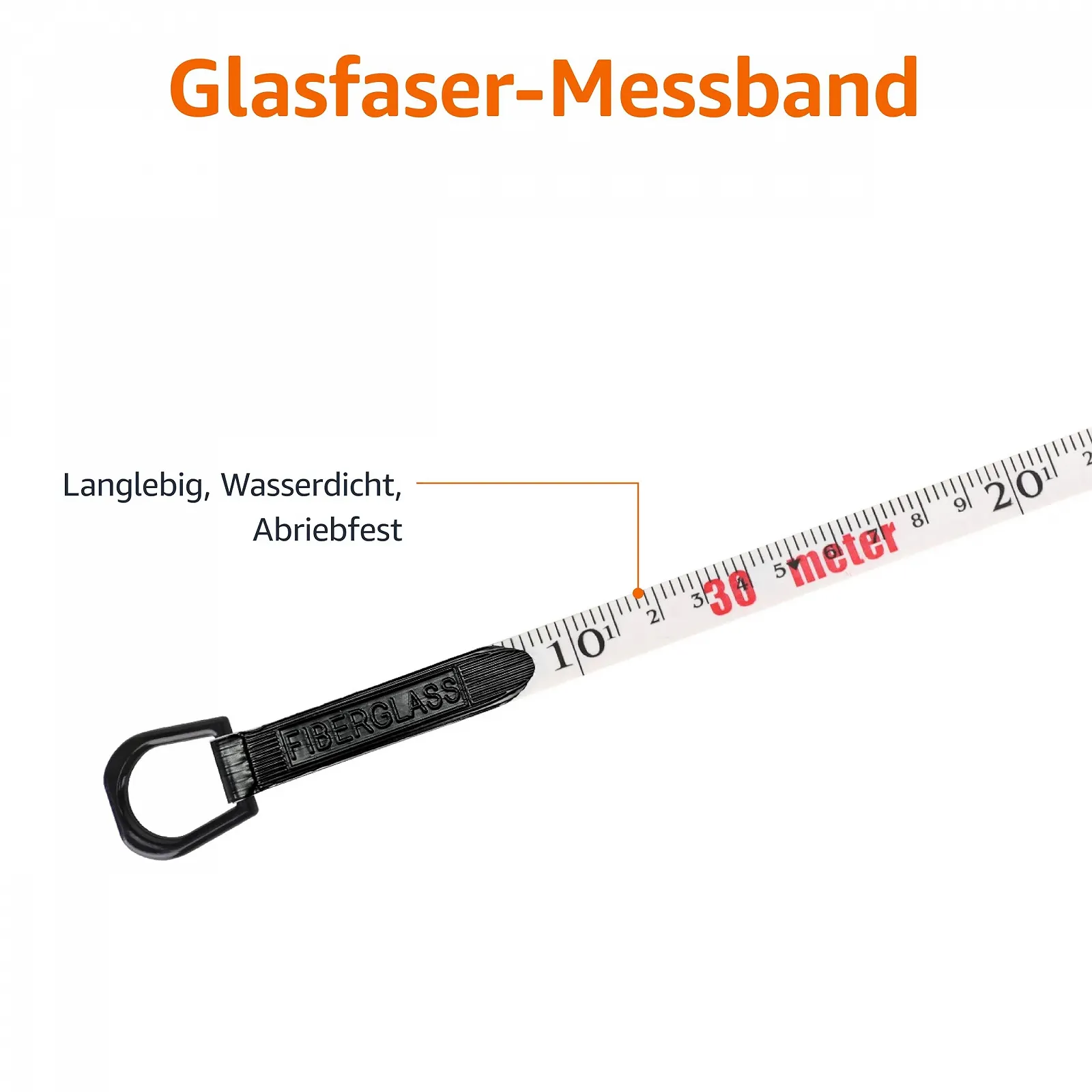 Рулетка Открытая Amazon Basics Стекловолокно 30 м Оранжевый, фото №4