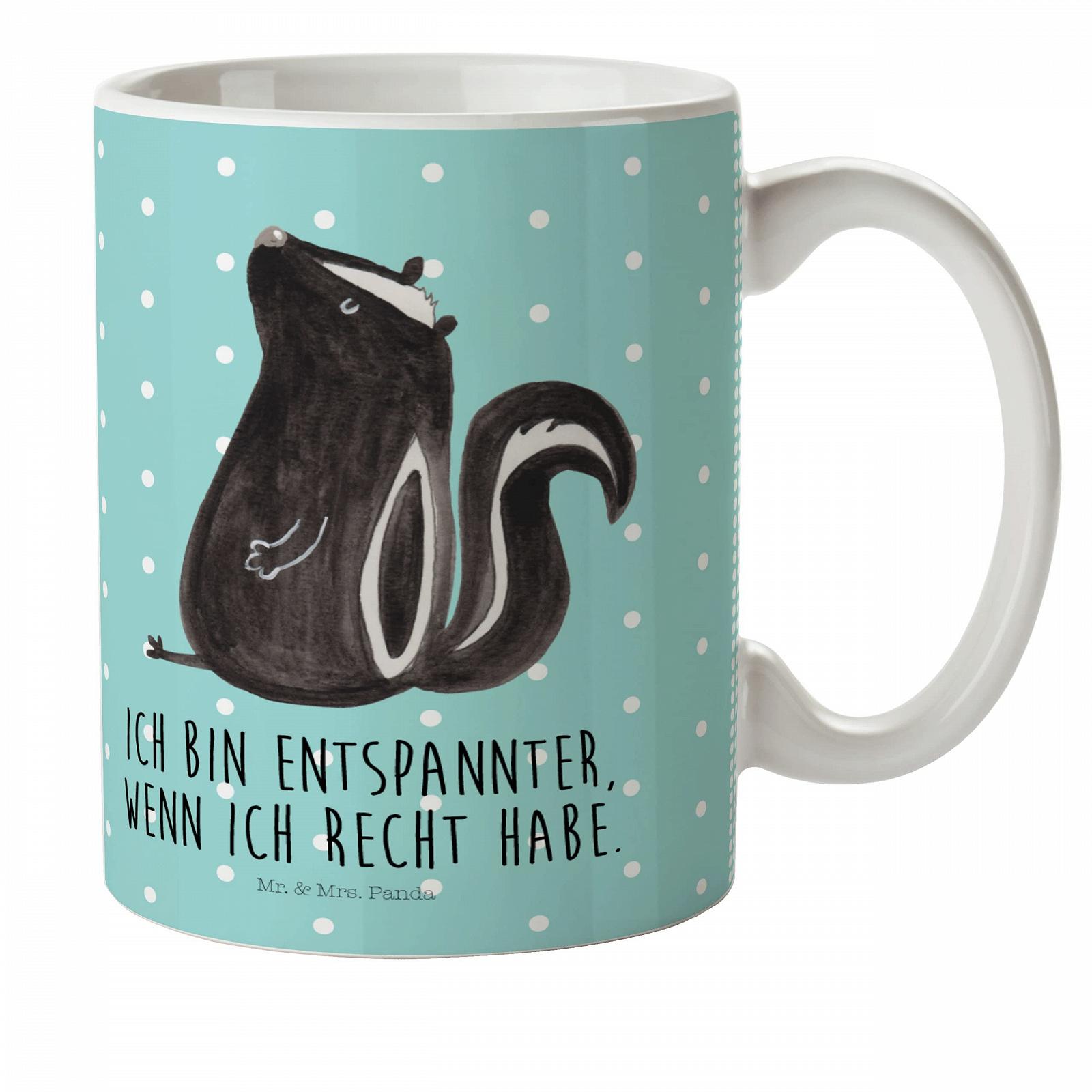 Детская Кружка Mr. & Mrs. Panda Cкунс Сидит, Стинки, Детская Кружка, Небьющаяся Кружка, Правый, Вонючий, Уличная посуда, Cкунс, фото №1