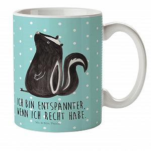 Детская Кружка Mr. & Mrs. Panda Cкунс Сидит, Стинки, Детская Кружка, Небьющаяся Кружка, Правый, Вонючий, Уличная посуда, Cкунс - Фото 1