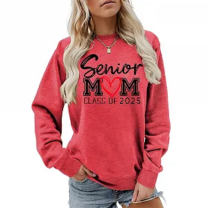 Женский Свитшот MLZHAN С принтом Senior Mom Class Of 2025 Длинный рукав synthetic.ua - Фото 1