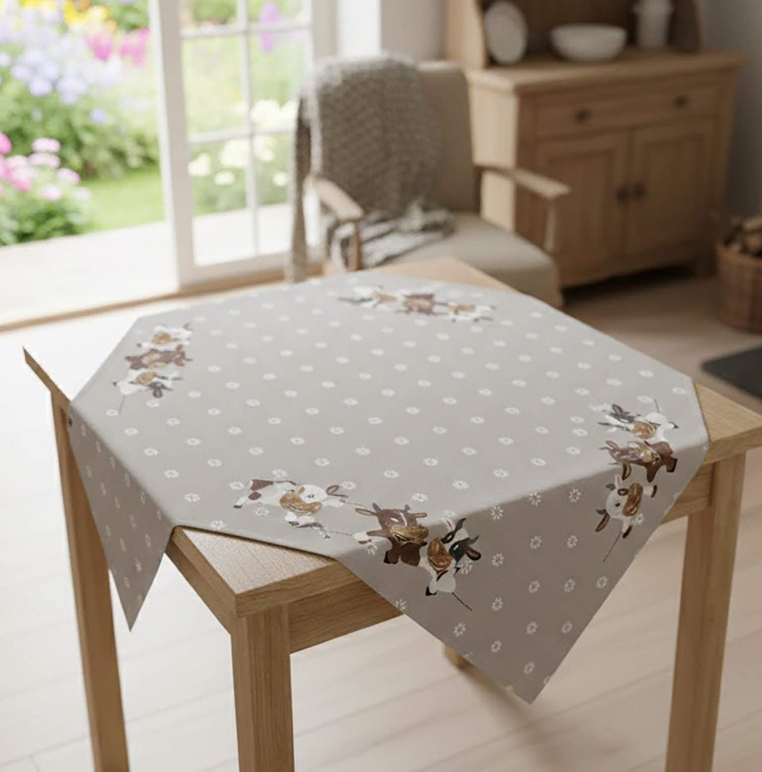 Скатертина KAMACA Funny Cows 85 x 85 см Ecru Brown Washable Durable, фото №6