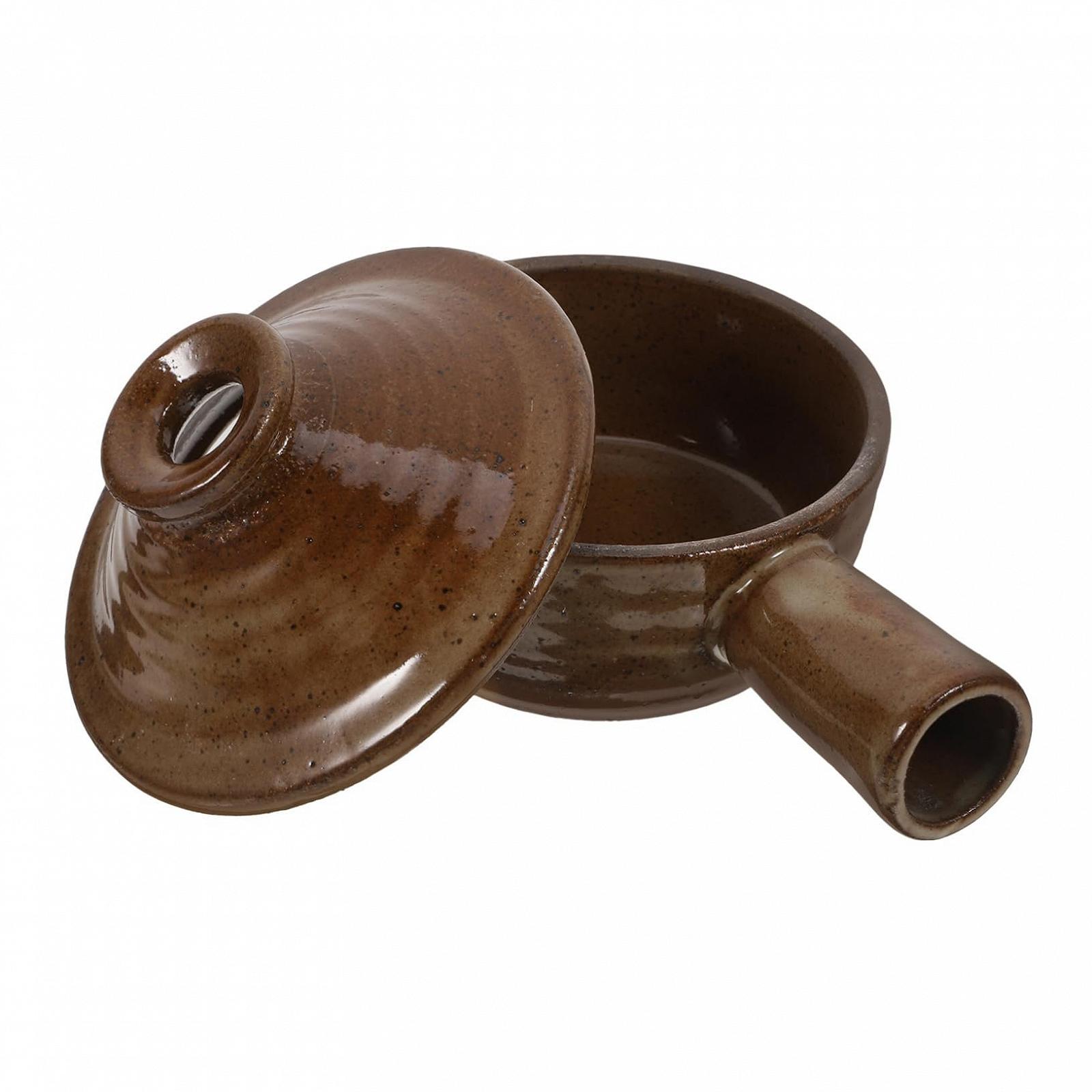 Глиняный горшок с крышкой для микроволновой печи с антипригарным покрытием и вентиляционным отверстием 1 шт., фото №1