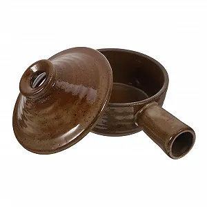 Глиняный горшок с крышкой для микроволновой печи с антипригарным покрытием и вентиляционным отверстием 1 шт. - Фото 1