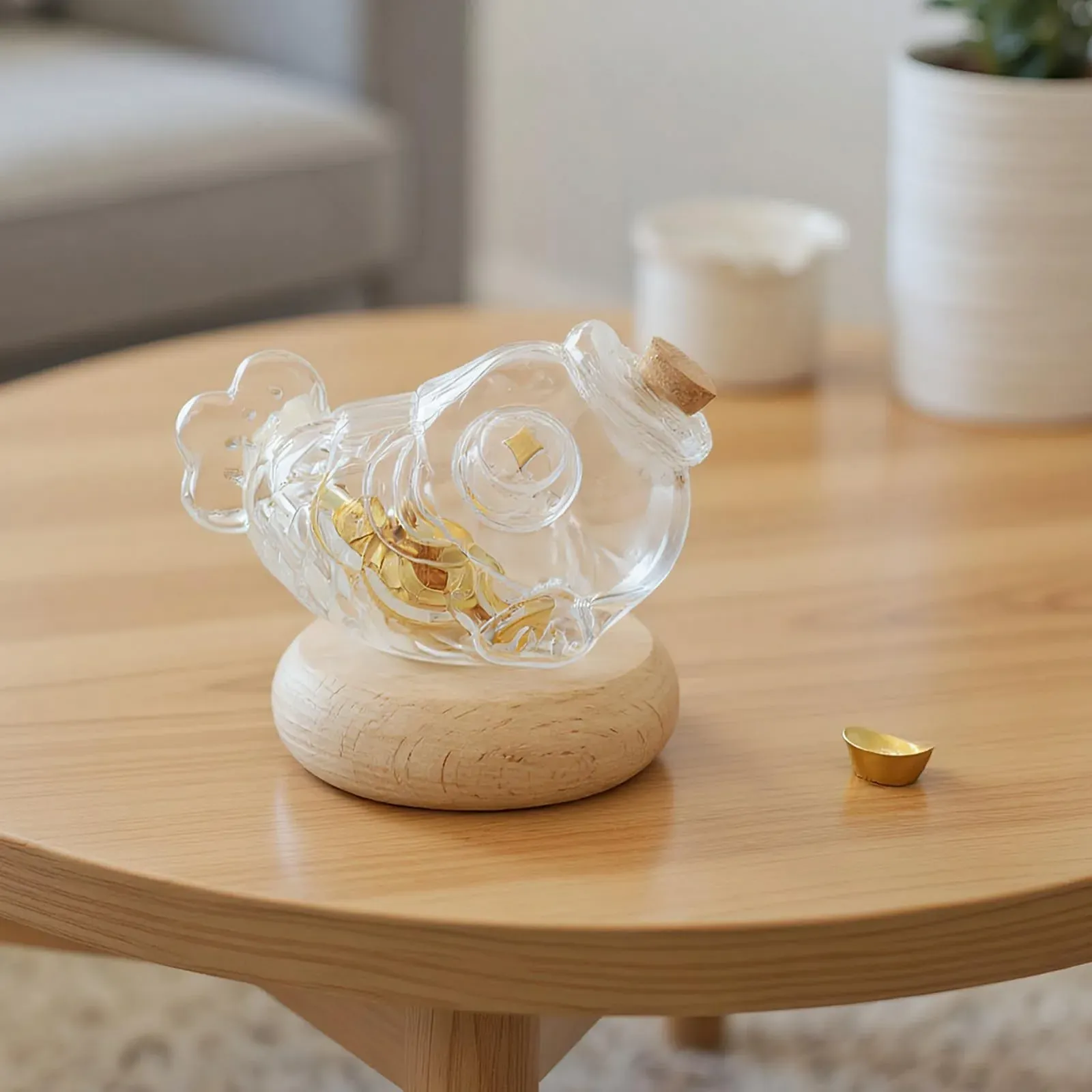 Скарбничка скляна у формі риби прозора, фото №8