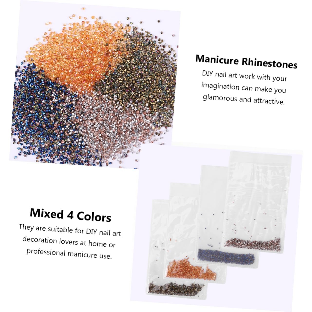 Стразы для маникюра FOMIYES, 4 пачки 5760 штук, фото №9