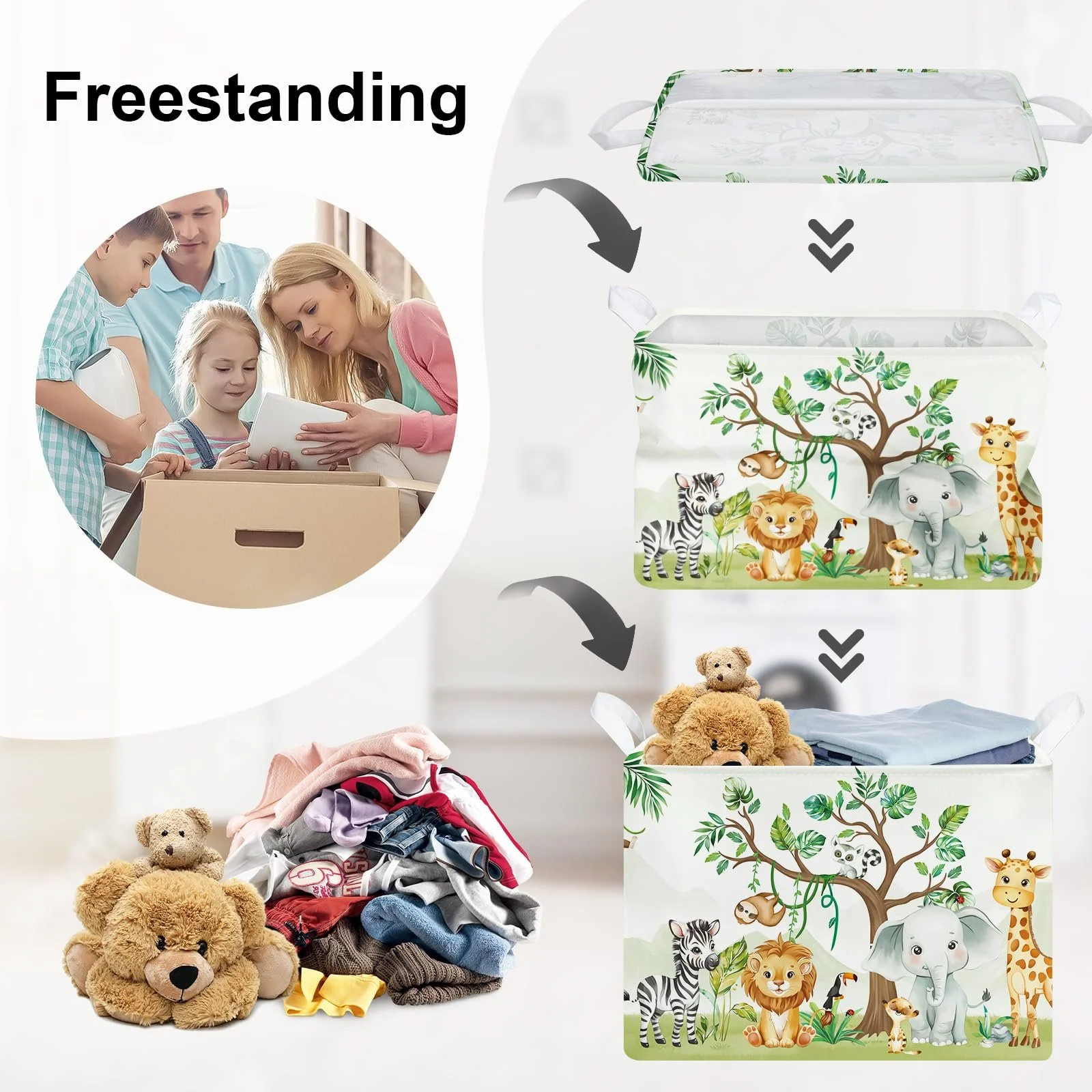 Корзина для игрушек HUUMONSS Лесные животные, детская, складная, для мальчиков и девочек, большая, 36 л, фото №3 Корзина для игрушек HUUMONSS Лесные животные, детская, складная, для мальчиков и девочек, большая, 36 л, фото №3