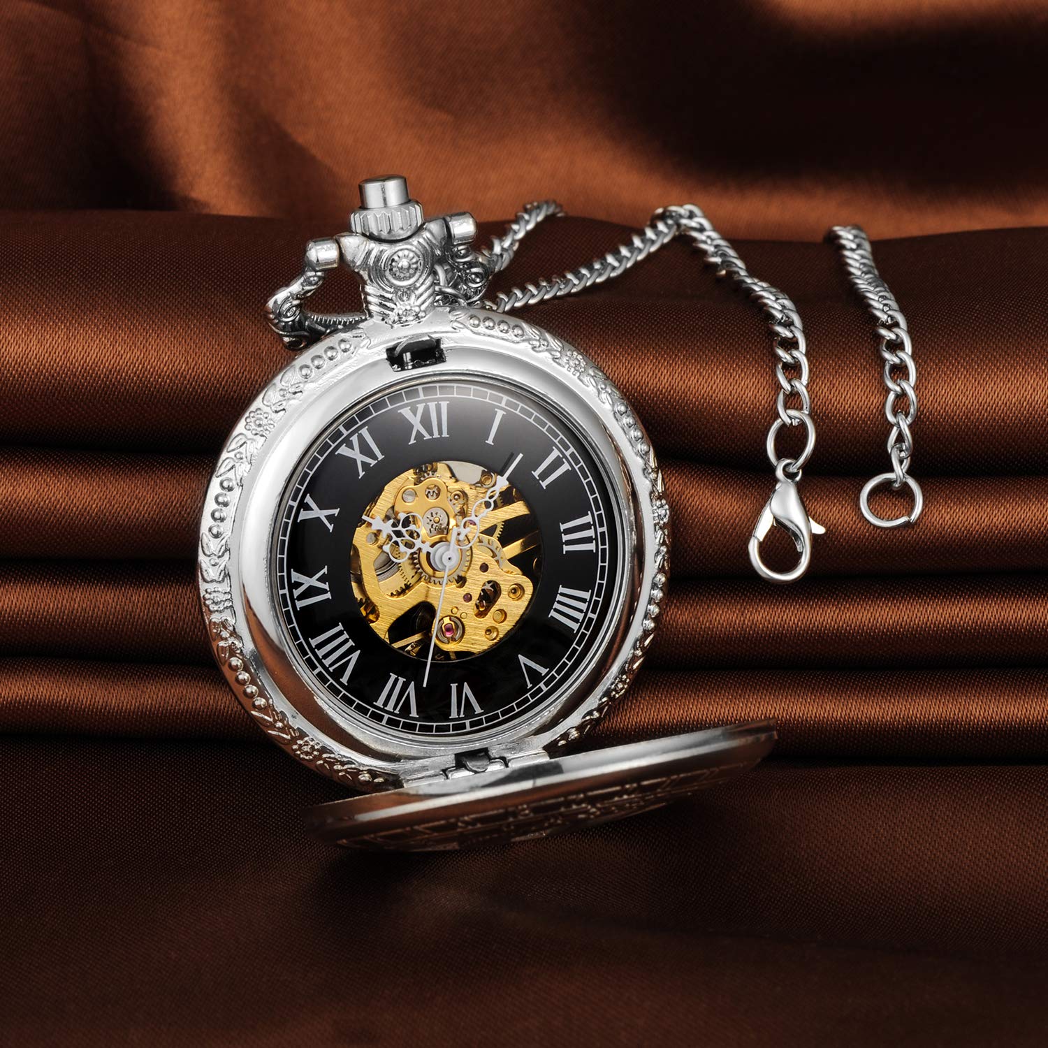 Годинник Unendlich U 12 Constellations Zodiac Sign Чоловічий Унісекс Аналоговий Класичний Кишеньковий Годинник з Ланцюжком для Намиста Ретро Римські Цифри Механічний Годинник з Ручним Заводом, фото №3