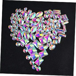 Стразы Tofficu Хрустальные Стеклянные AB 300 шт разных форм synthetic.ua - Фото 1