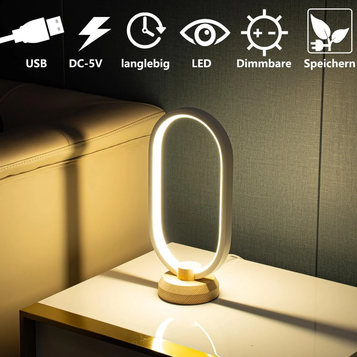 Настільна лампа Modern LED Oval 3000 K - 6000 K Dimmable White, фото №6