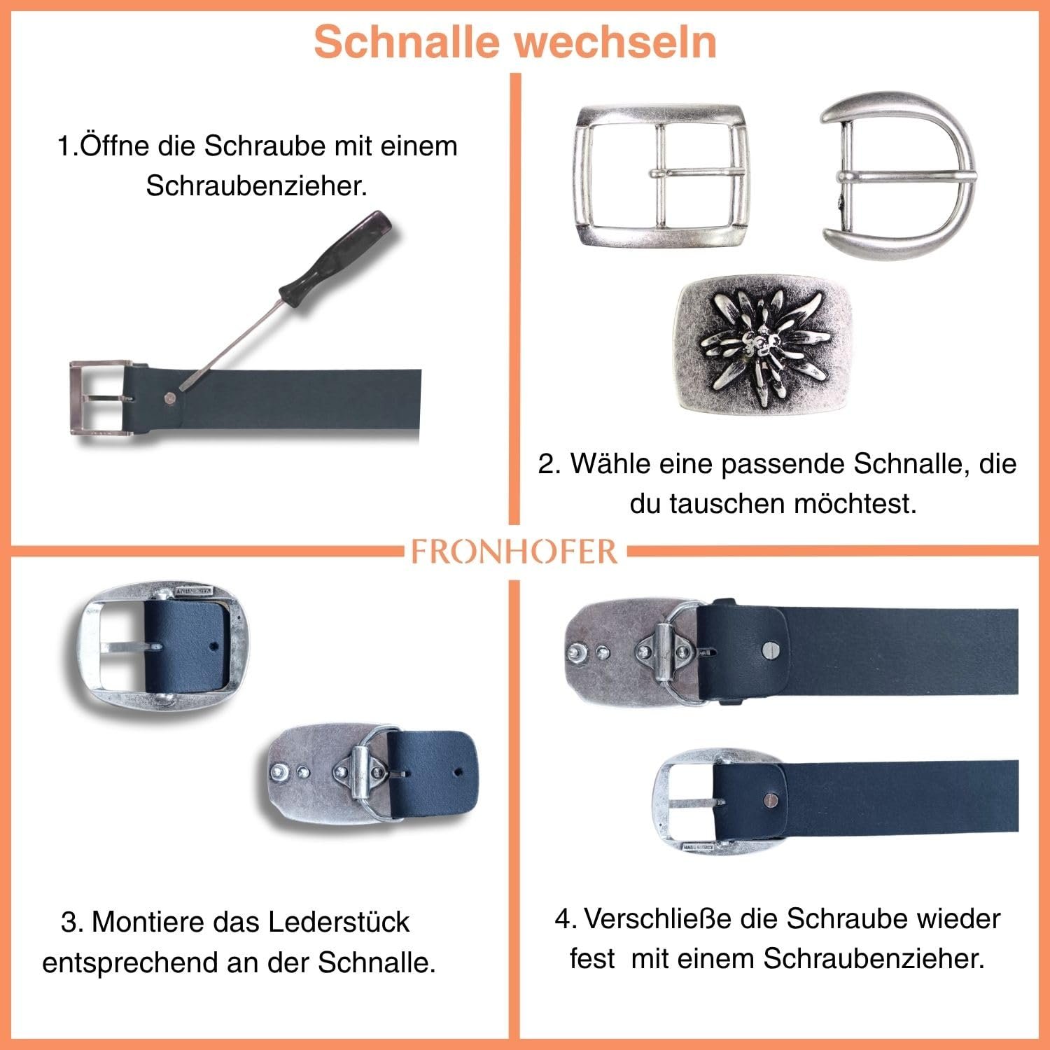 Ремень женский кожаный FRONHOFER 3 см, укорачиваемый, прямоугольная пряжка, цветная кожа с принтом 19409, фото №6