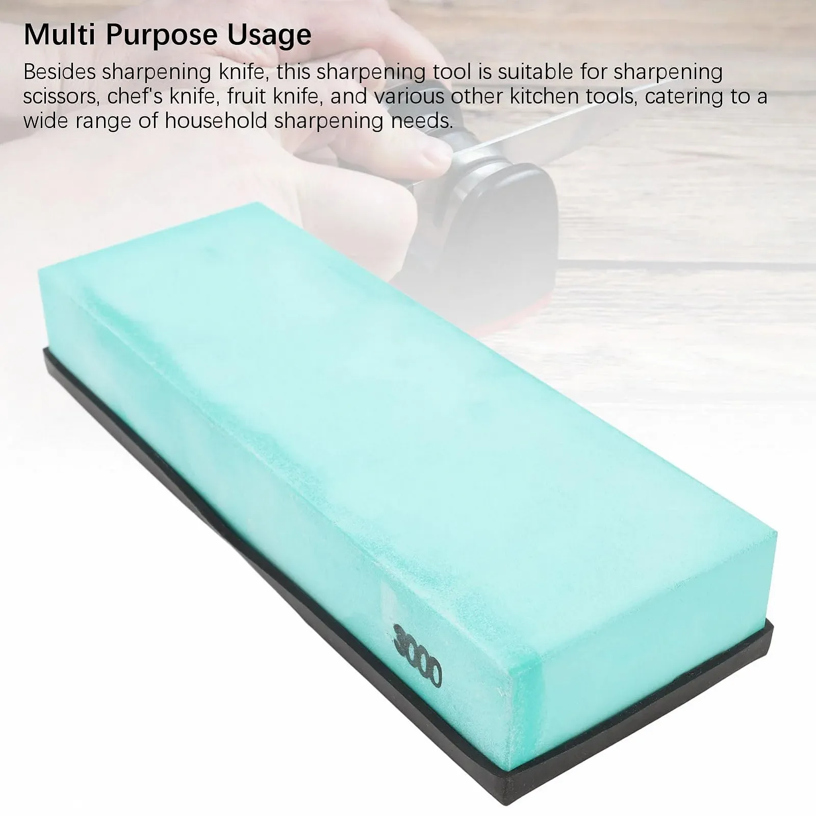 Точильний камінь професійний з оксиду алюмінію 3000 гріт 20 x 7 x 3 см з нековзною основою, фото №6