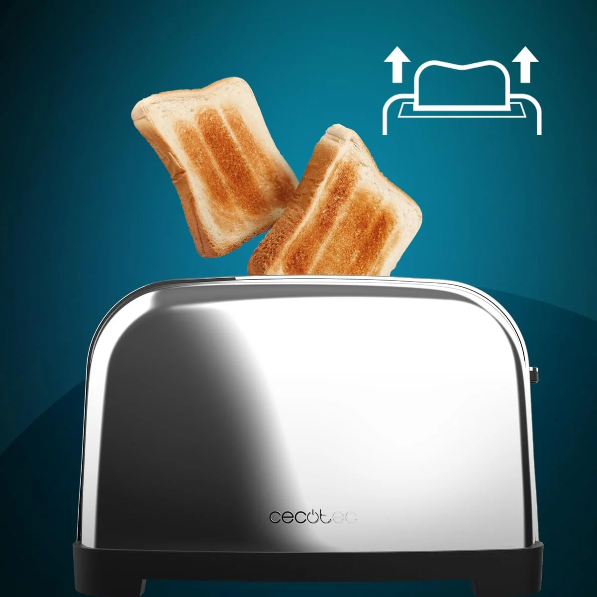 Тостер вертикальний Cecotec Toastin' time 1700 Вт, 4 коротких слоти, широкий слот 3,8 см, 2 тримачі для булочок та піддон для крихт, нержавіюча сталь, фото №9