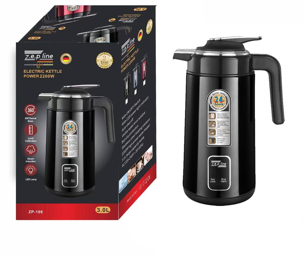 Термос электрический с индикатором температуры Zepline ZP-106 на 3 л мощностью 2200Вт Черный, фото №2