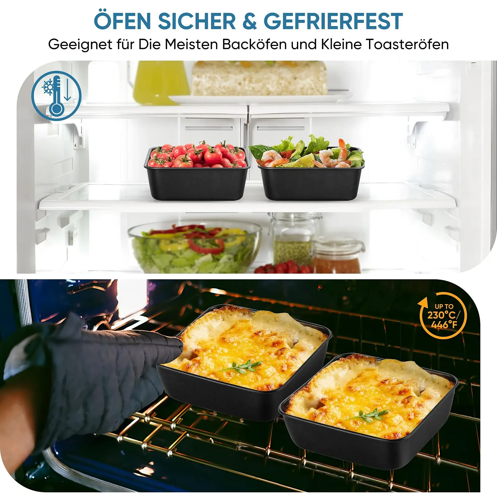 Набор форм для запекания Homikit 15,9 x 15,9 x 5 см 2 шт квадратные нержавеющая сталь антипригарные Черный, фото №5