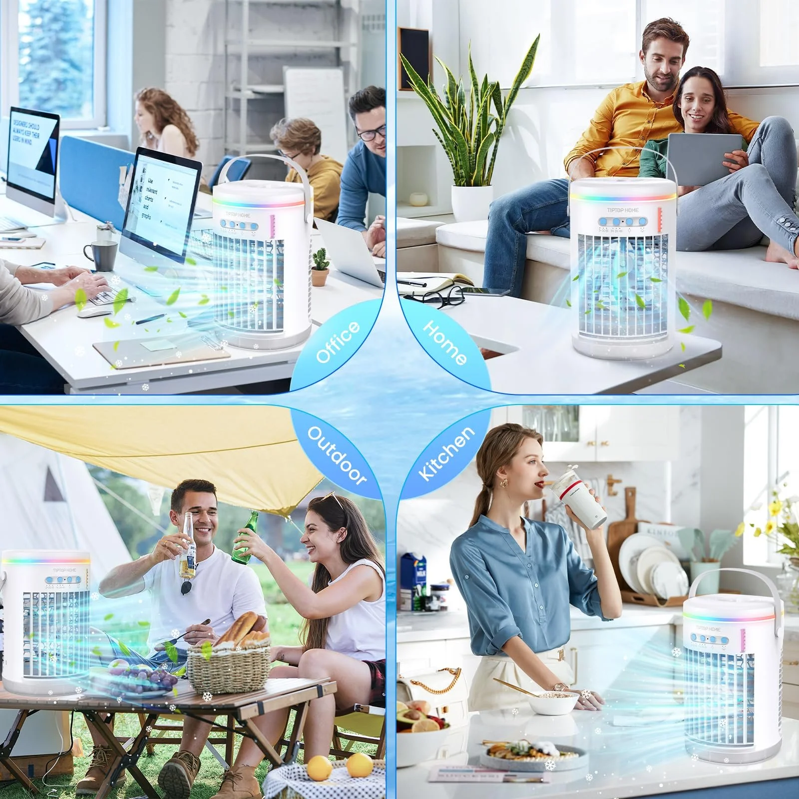 Мобільний міні-кондиціонер 5-в-1 з розпилювачем та нічним підсвічуванням, фото №7