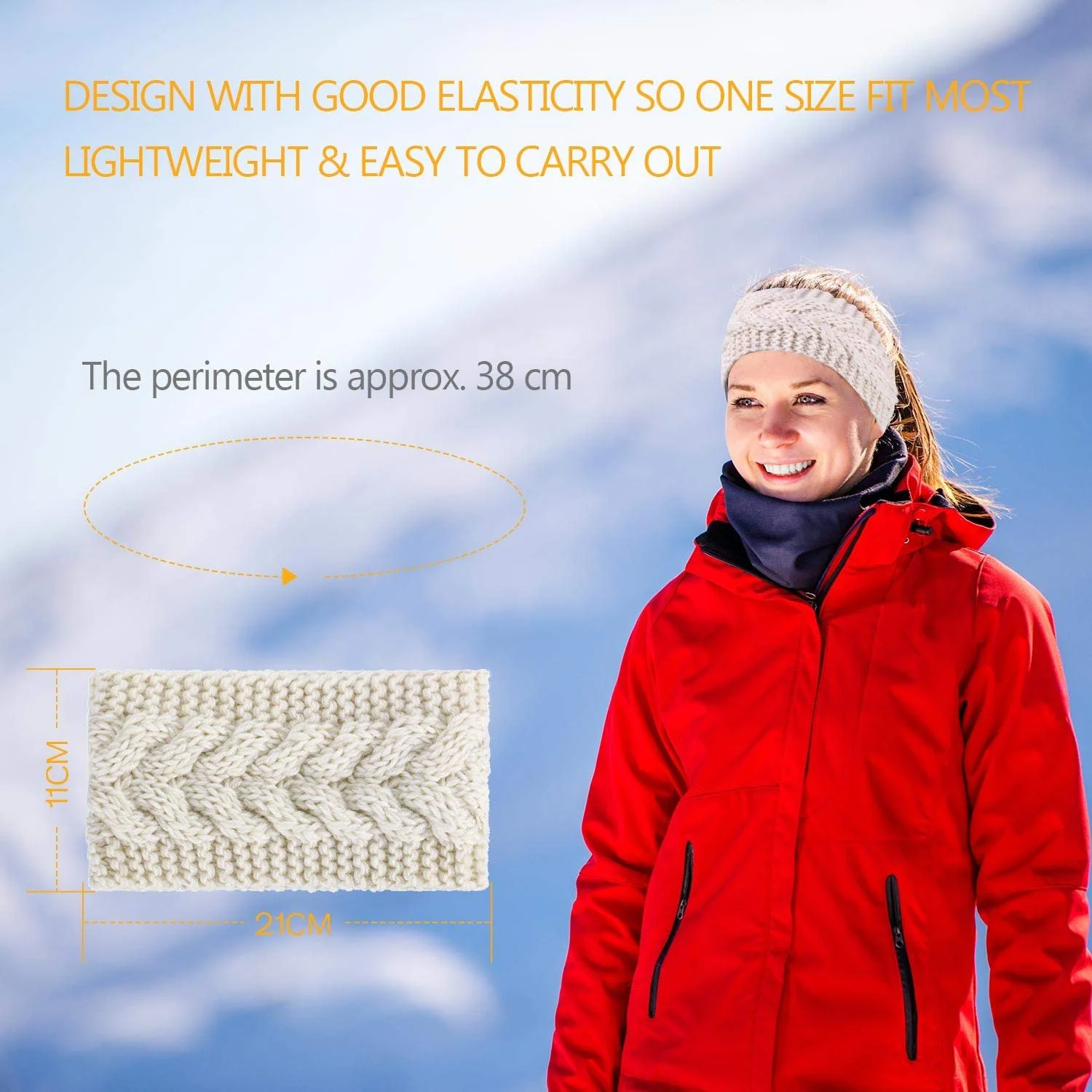 В'язана зимова пов'язка на голову Wool Cable, фото №3