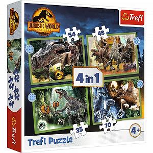Пазл Trefl Jurassic World Dominion Menacing Dinosaurs 4 в 1 (35, 48, 54, 70 элементов) - Фото 1