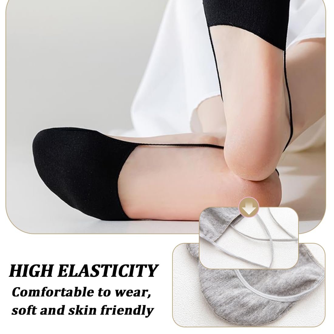 Женские носки-невидимки для балеток, дышащие полуноски для босоножек, 4 пары, фото №5