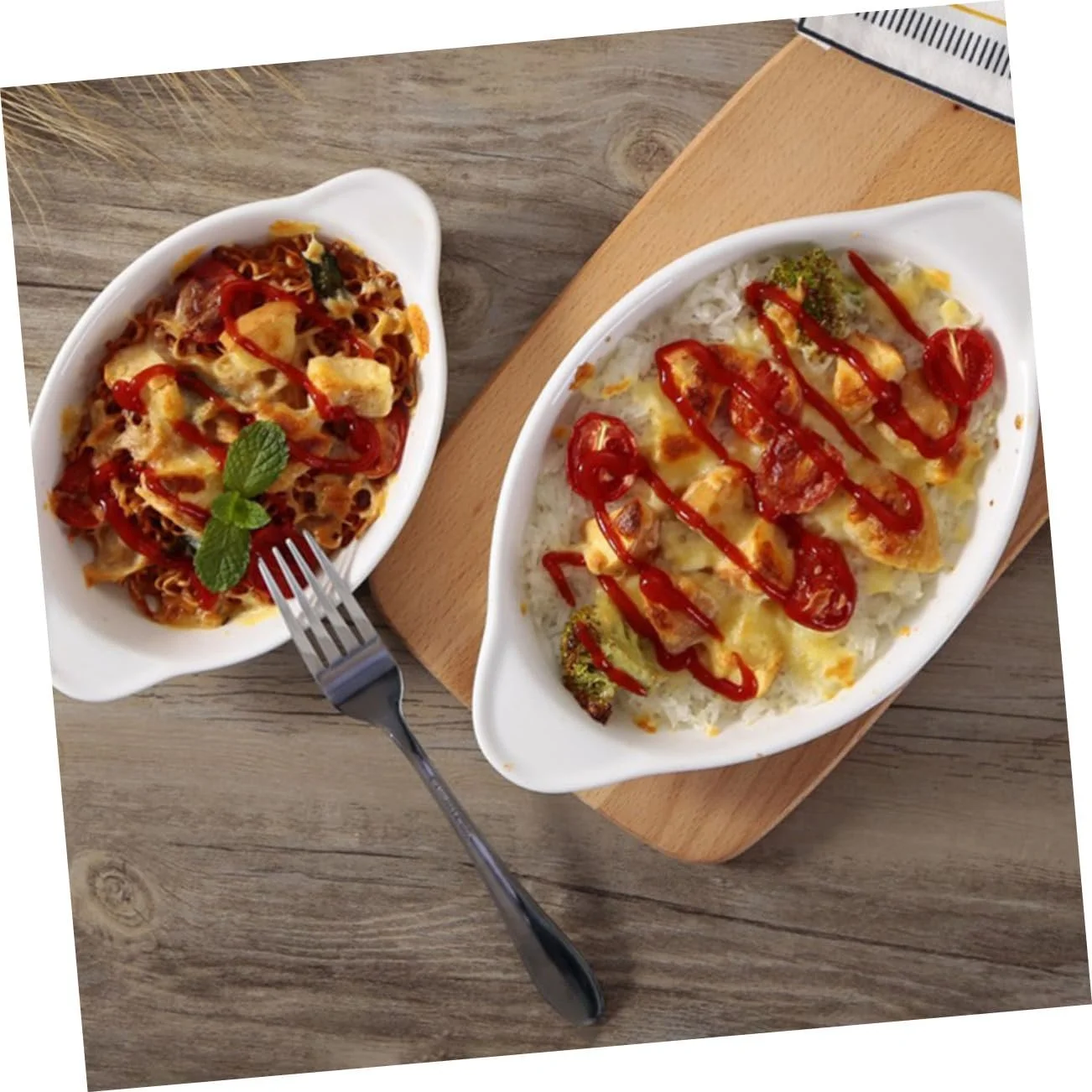 Овальная керамическая форма для выпечки TOYANDONA с двумя ручками термостойкая для запеканок лазаньи и десертов, фото №2