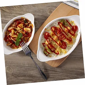 Овальная керамическая форма для выпечки TOYANDONA с двумя ручками термостойкая для запеканок лазаньи и десертов synthetic.ua - Фото 1