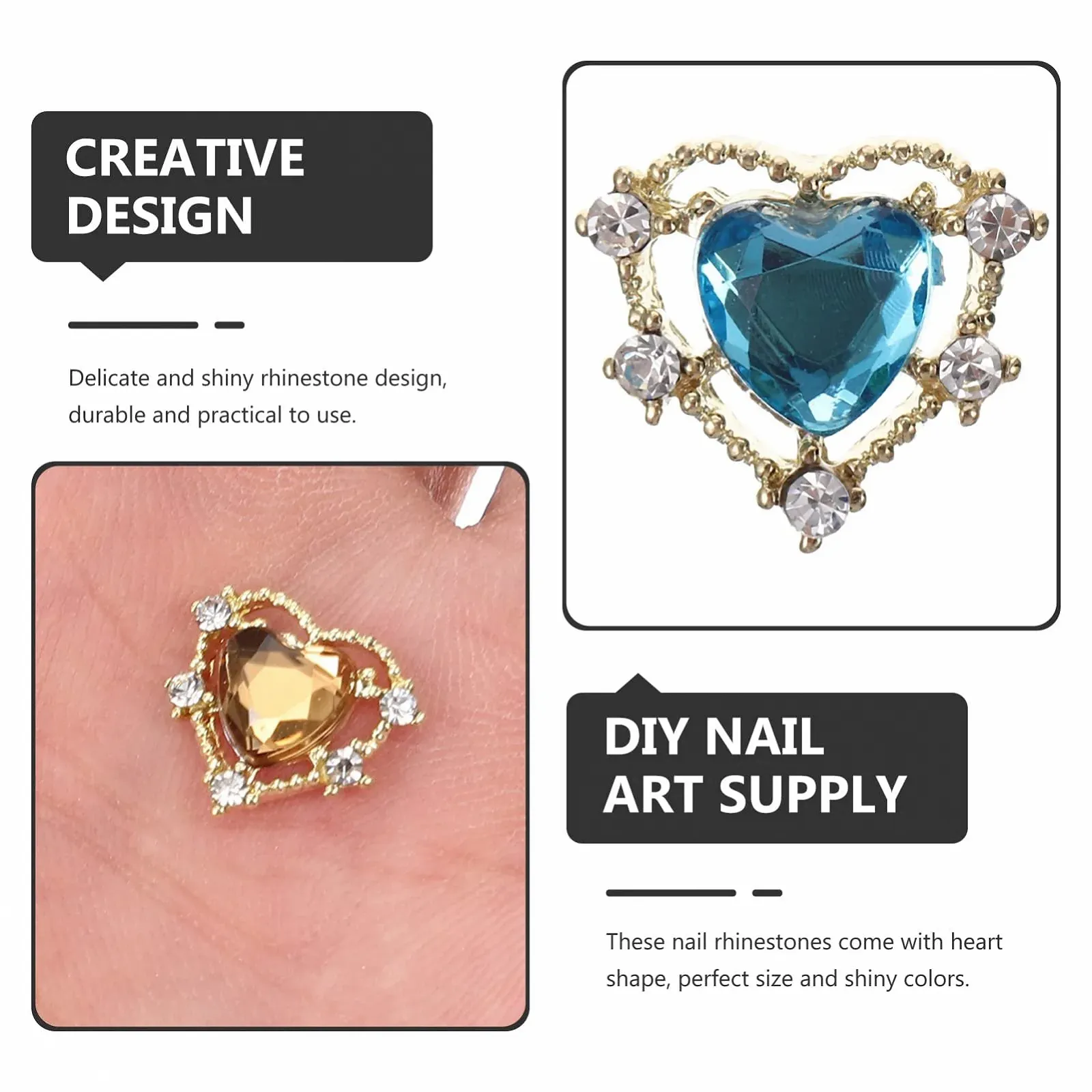 Украшение для ногтей Сердце COHEALI 10 шт. Рождественский дизайн Маникюрные ювелирные аксессуары, аксессуары для гелевых ногтей, фото №5