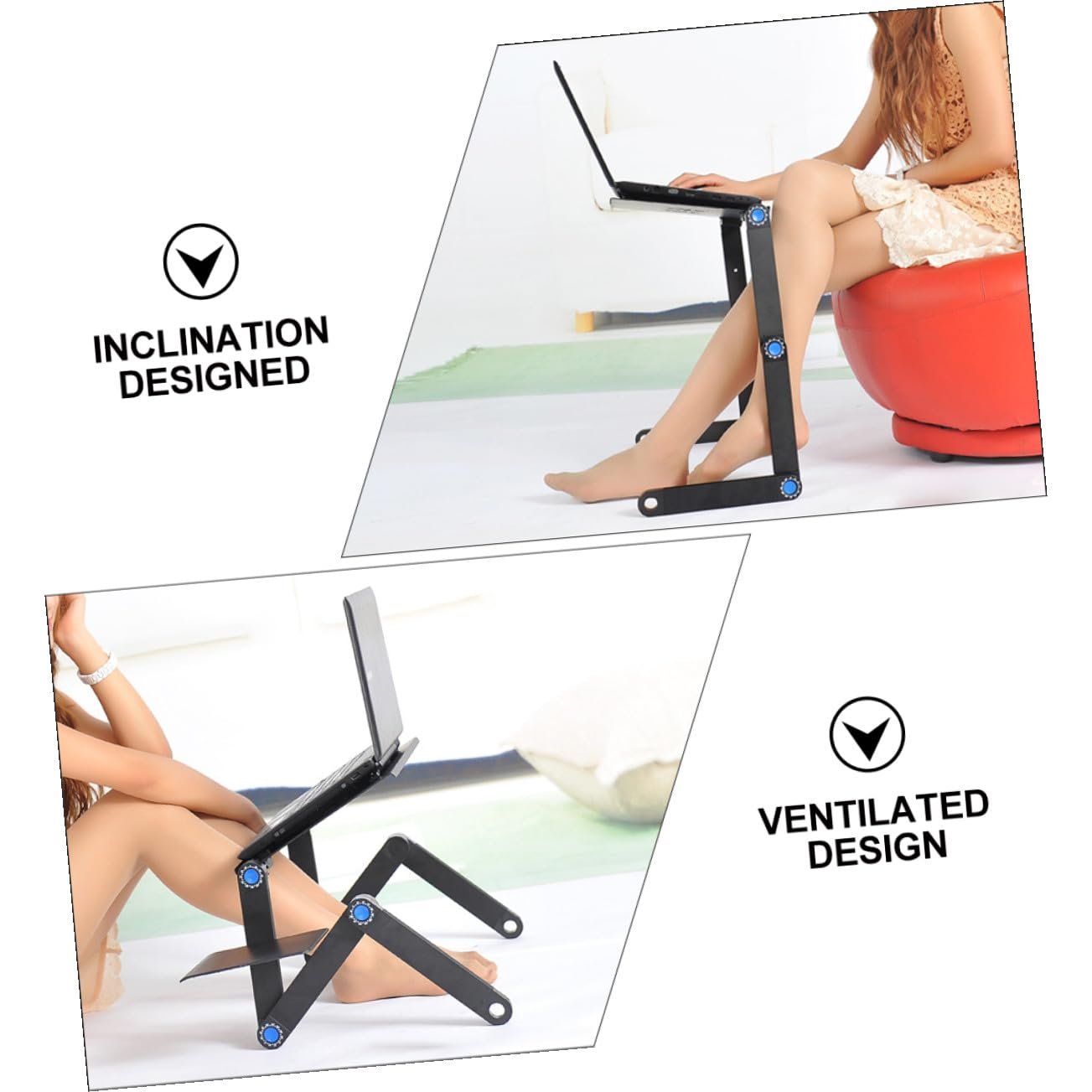 Регульована алюмінієва підставка для ноутбука з вентиляцією та ергономічним дизайном, складна, фото №3