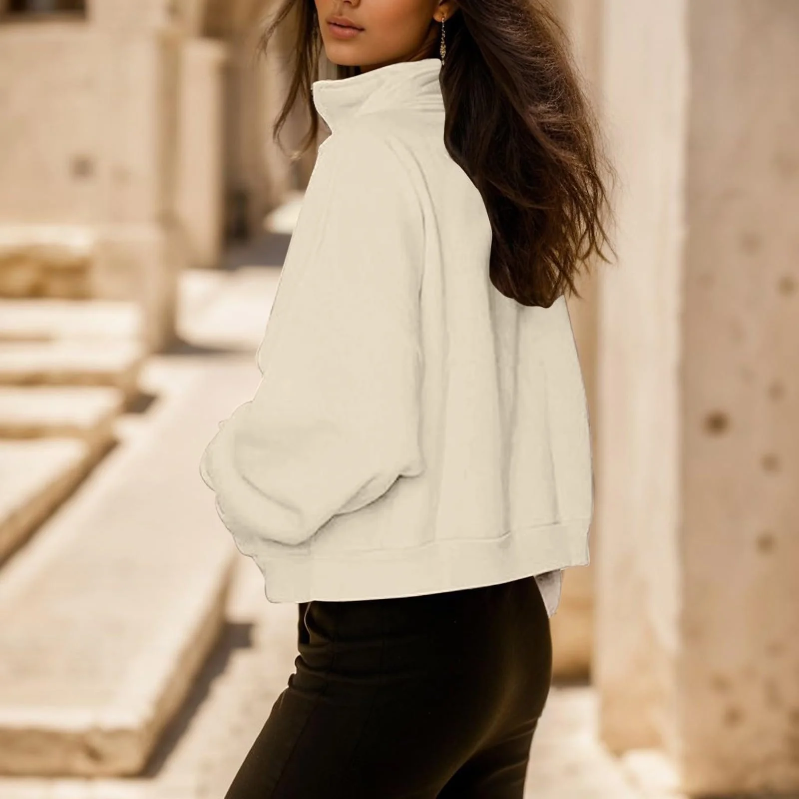 Жіночий світшот з напівзастібкою-блискавкою, фото №4