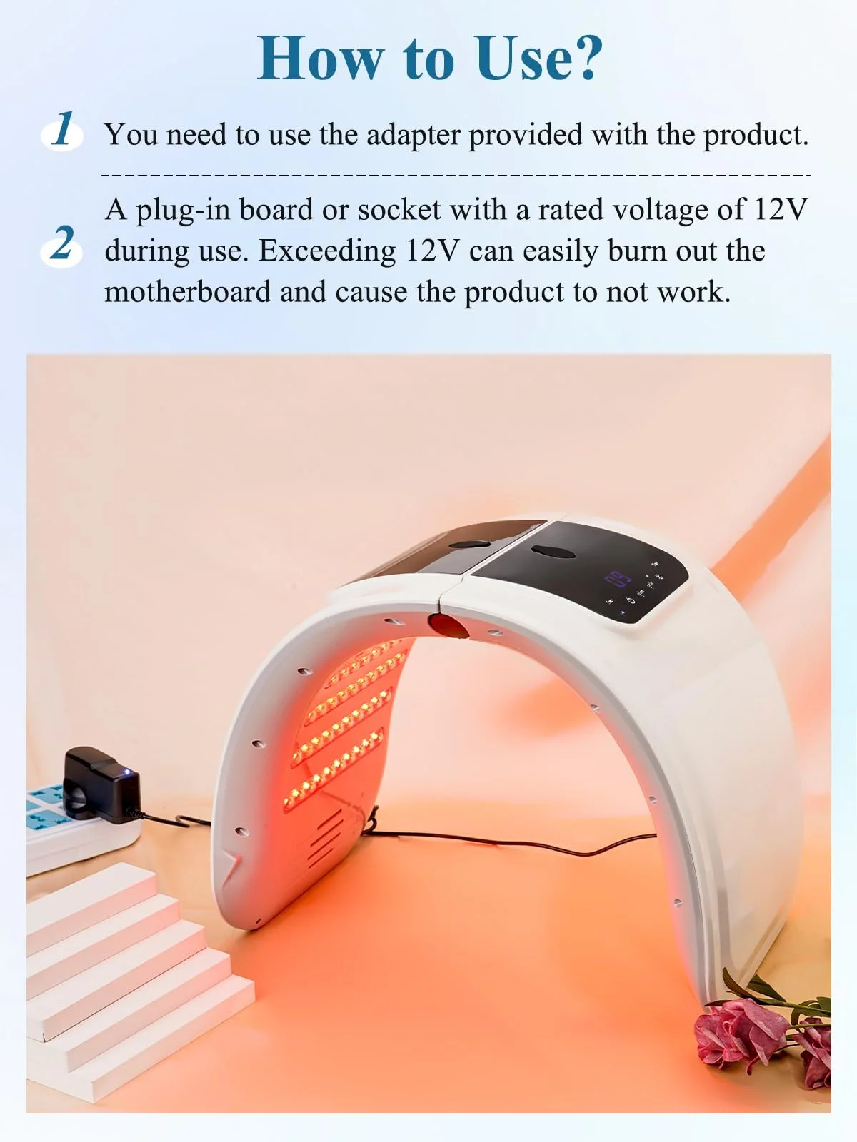 LED Маска для лица Deciniee Light Therapy с функцией распыления 7 цветов, фото №2