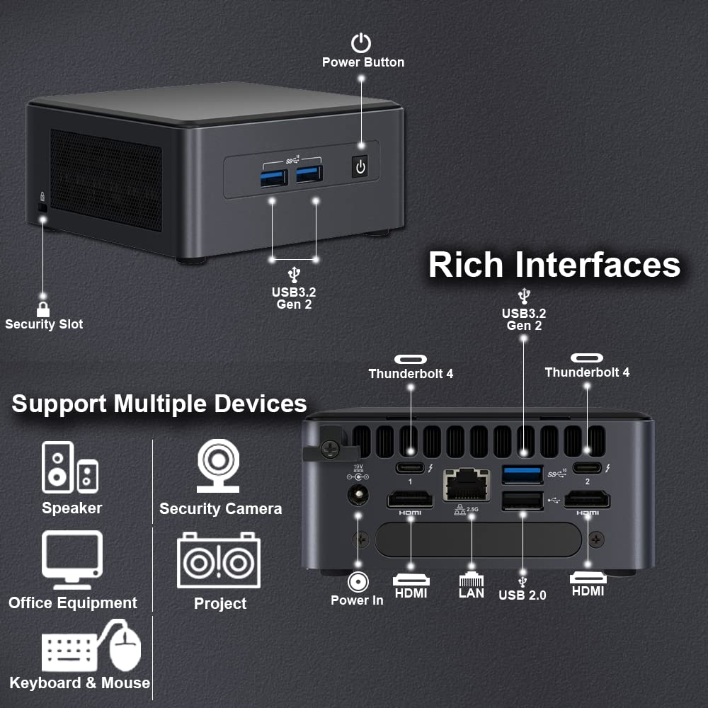Міні ПК Intel NUC NUC11TNHI5 Tiger Canyon 16GB RAM 512GB SSD Win 11 Pro 11th Gen Intel Core i5-1135G7 4-Core 8-Wire, фото №5